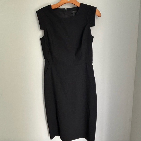 J. CREW Resume Dress Black Office Sheath Quiet Luxury Wool 4 - Picture 1 of 7